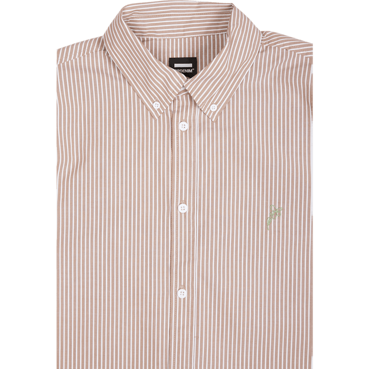 Chemise en popeline State à rayures nougat et fleurs