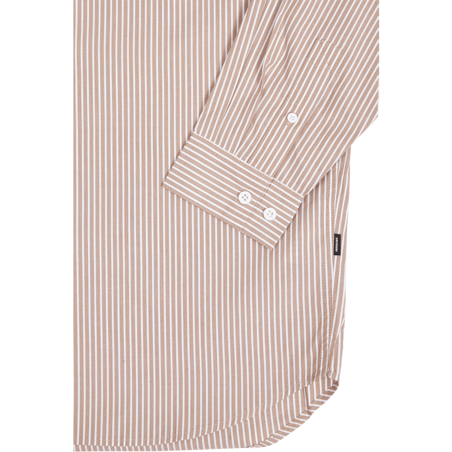 Chemise en popeline State à rayures nougat et fleurs