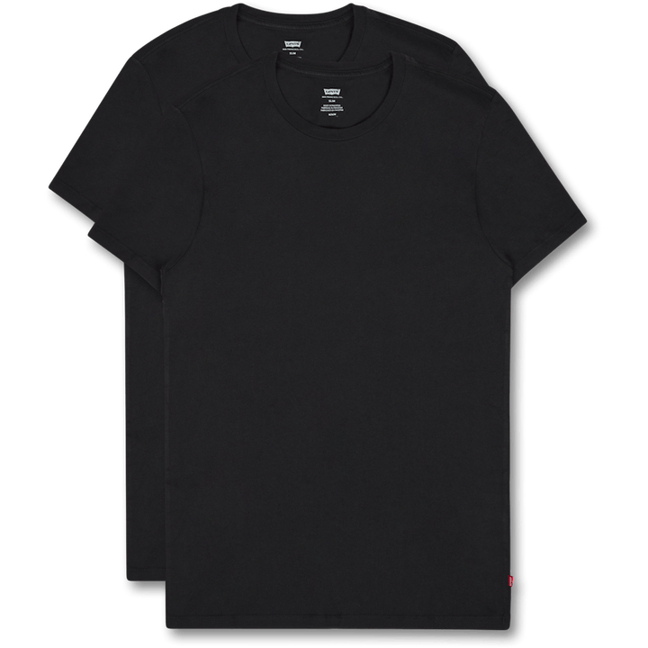 T-shirt slim à col ras du cou, lot de 2, noir + noir