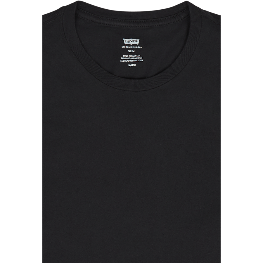 T-shirt slim à col ras du cou, lot de 2, noir + noir