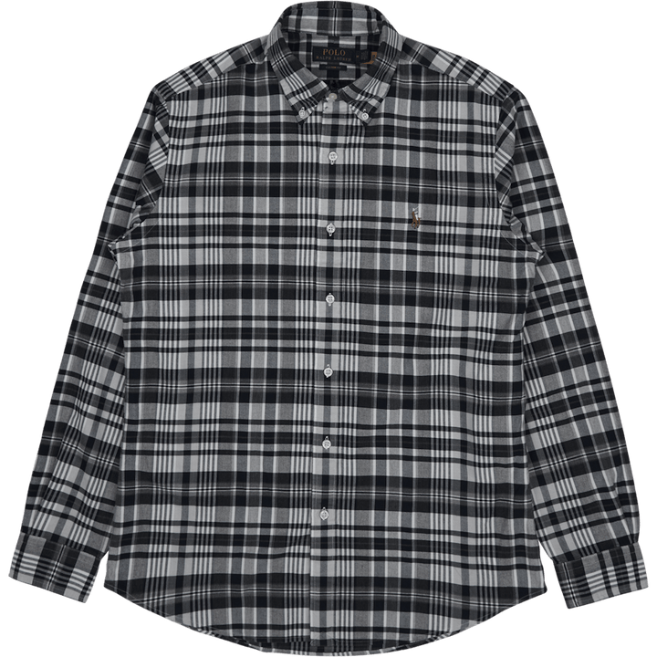 Skreddersydd rutete Oxford-skjorte Grey Heather / Navy Multi