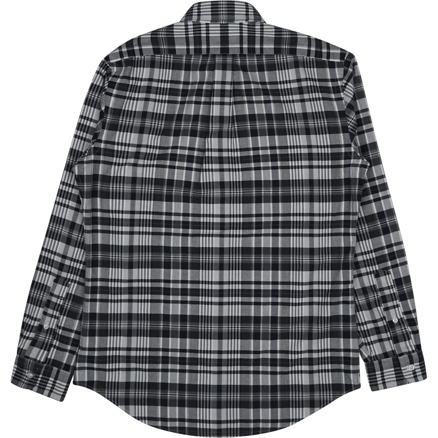 Skreddersydd rutete Oxford-skjorte Grey Heather / Navy Multi