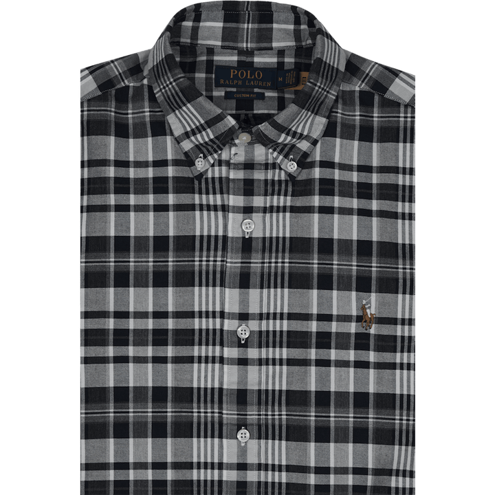 Skreddersydd rutete Oxford-skjorte Grey Heather / Navy Multi