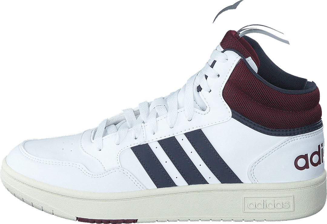 Chaussures de basket-ball classiques vintage Hoops 3.0 Mid Lifestyle : blanc nuage / bleu marine ombre / rouge ombre