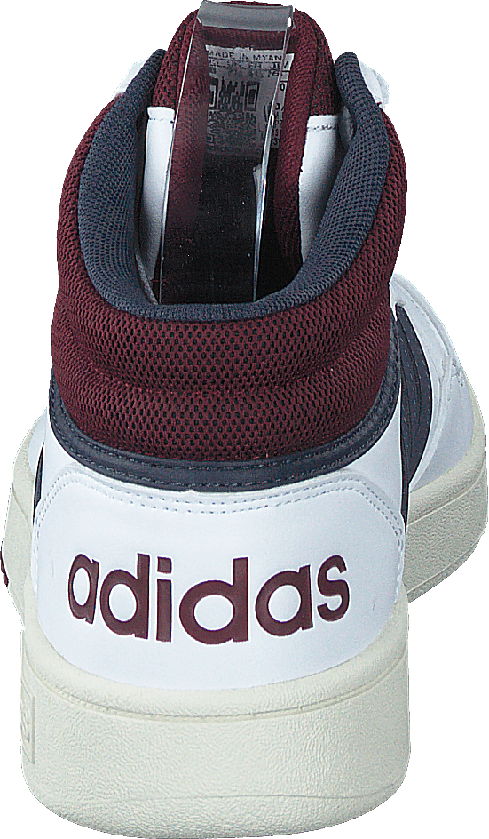 Chaussures de basket-ball classiques vintage Hoops 3.0 Mid Lifestyle : blanc nuage / bleu marine ombre / rouge ombre