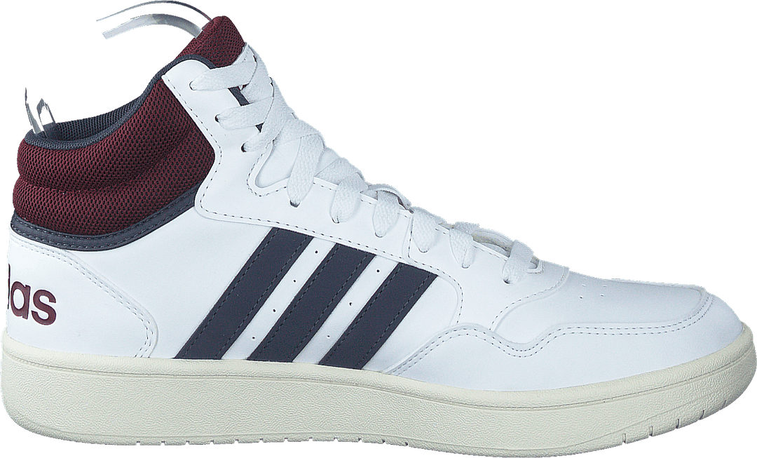 Chaussures de basket-ball classiques vintage Hoops 3.0 Mid Lifestyle : blanc nuage / bleu marine ombre / rouge ombre