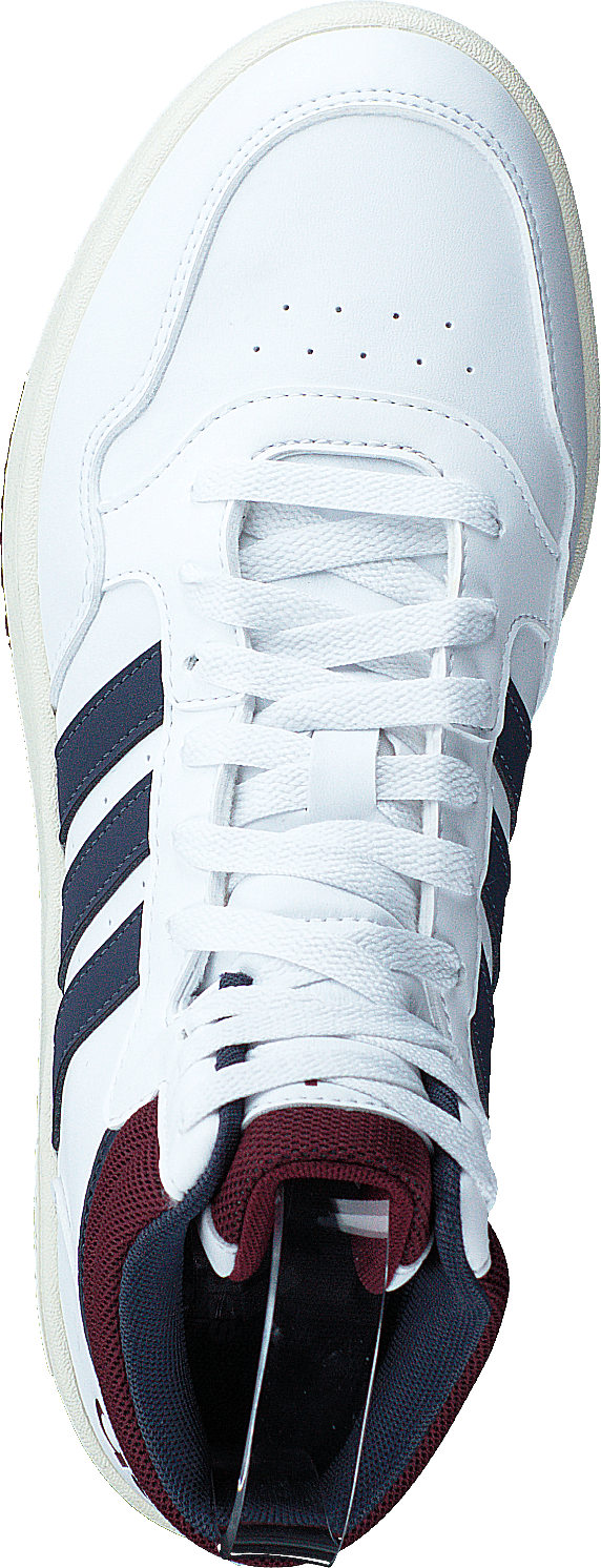 Chaussures de basket-ball classiques vintage Hoops 3.0 Mid Lifestyle : blanc nuage / bleu marine ombre / rouge ombre