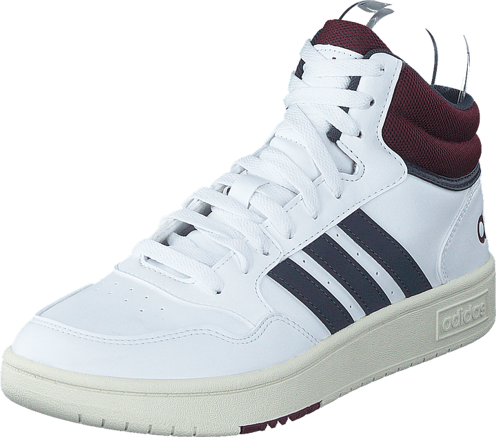 Chaussures de basket-ball classiques vintage Hoops 3.0 Mid Lifestyle : blanc nuage / bleu marine ombre / rouge ombre