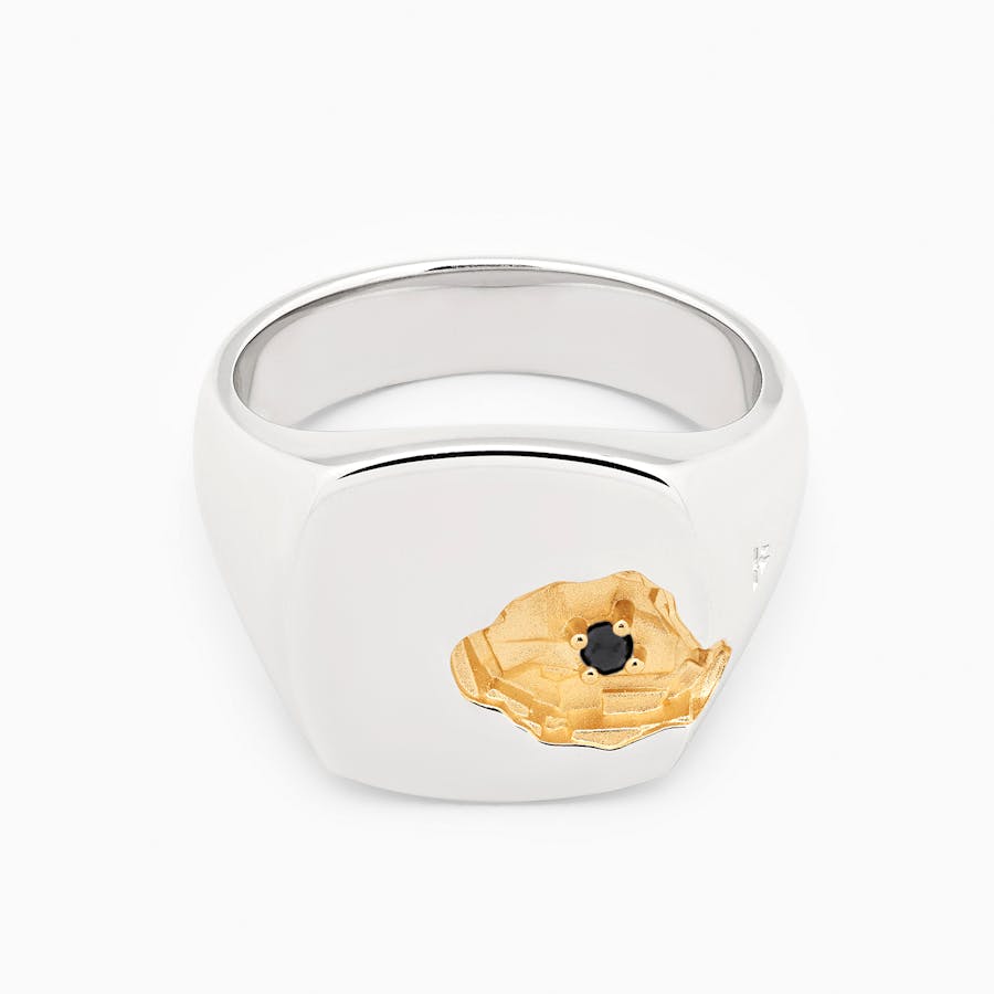 Mined Ring Großer Schwarzer Diamant Gold