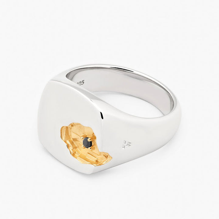 Mined Ring Großer Schwarzer Diamant Gold