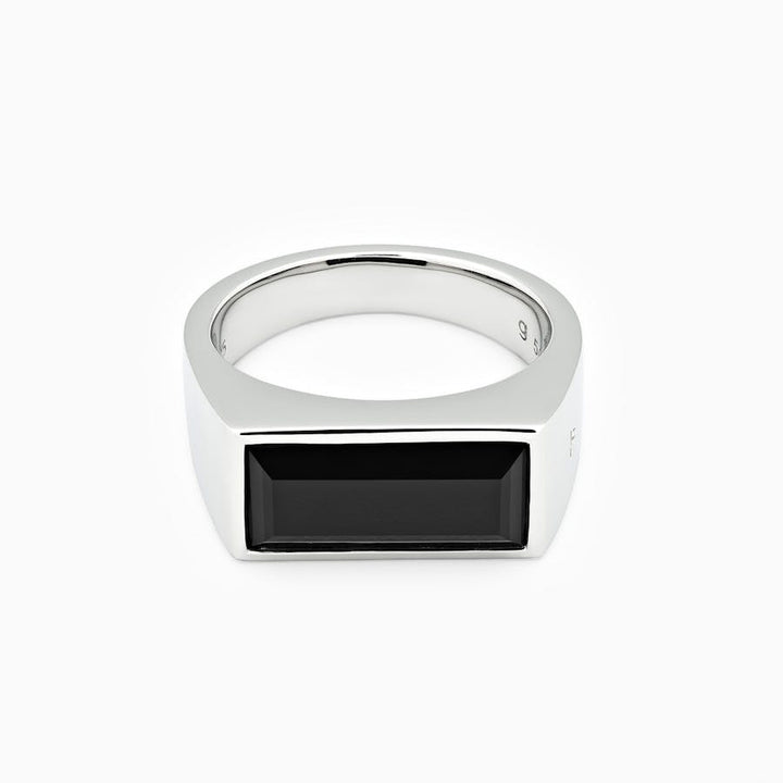 Peaky Ring Leštěný onyx Stříbro