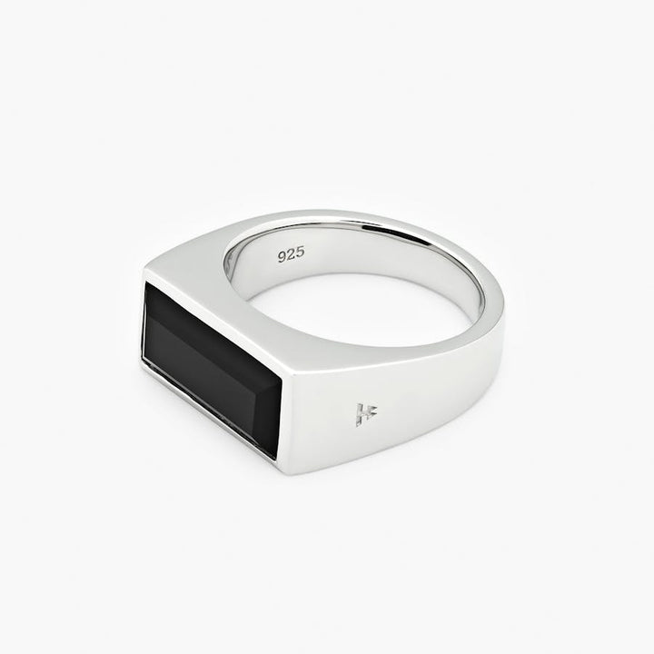 Peaky Ring Leštěný onyx Stříbro