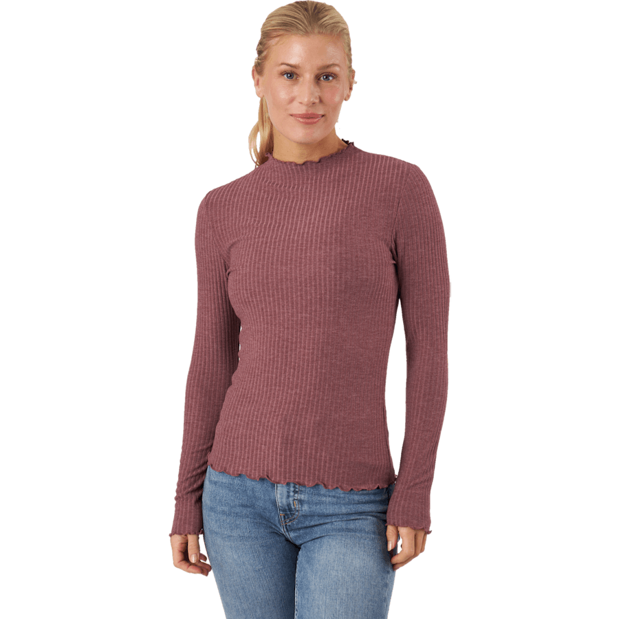 Emma L/s Top z wysokim dekoltem Noos Jr Rose Brown