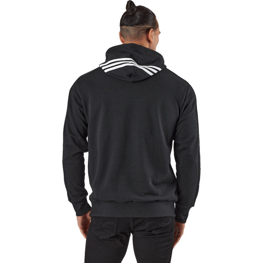 Essentials French Terry 3-Streifen Hoodie Schwarz