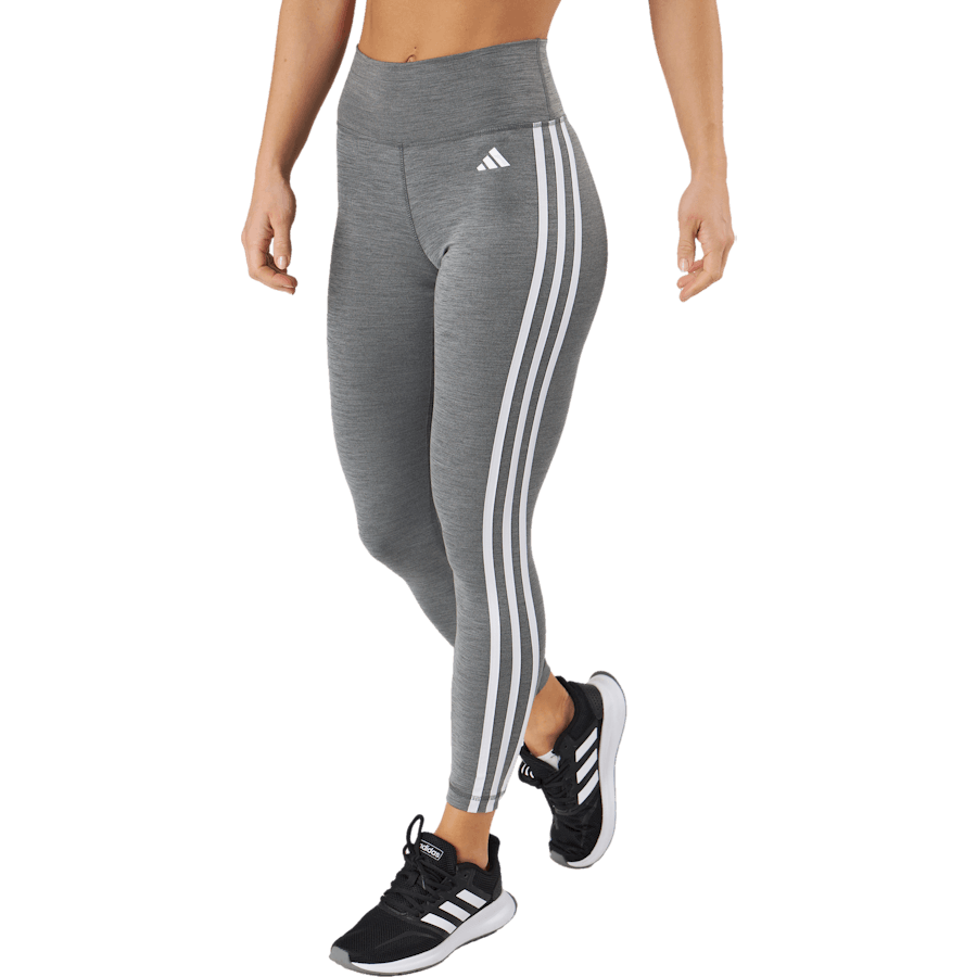 Legging taille haute Train Essentials à 3 bandes, coupe 7/8, gris foncé chiné