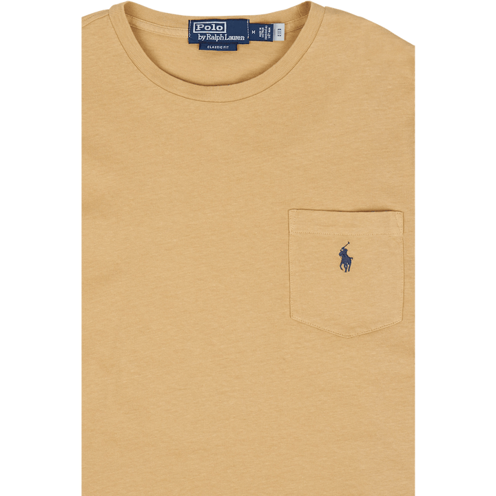 Lomme-T-skjorte i bomull og lin med klassisk passform Vintage Khaki