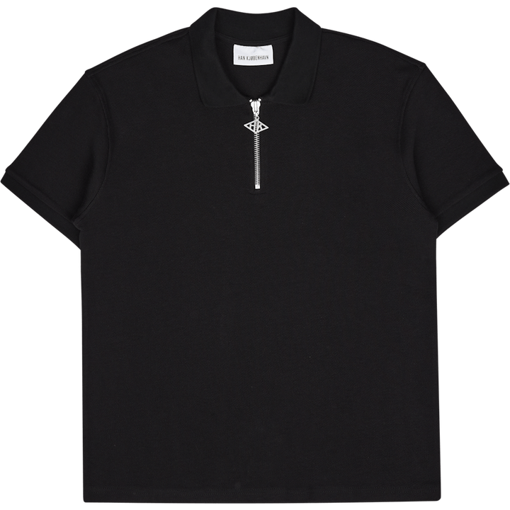Polo Zip Manica Corta Nero