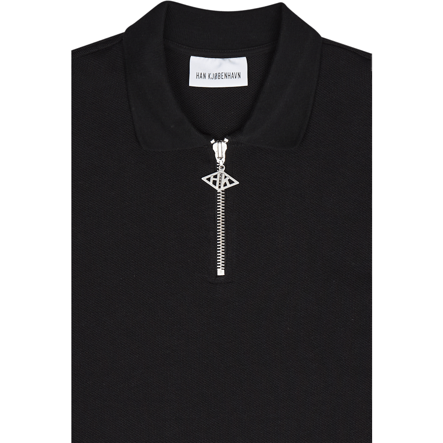 Polo Zip Manica Corta Nero