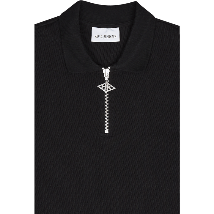 Polo Zip Manica Corta Nero