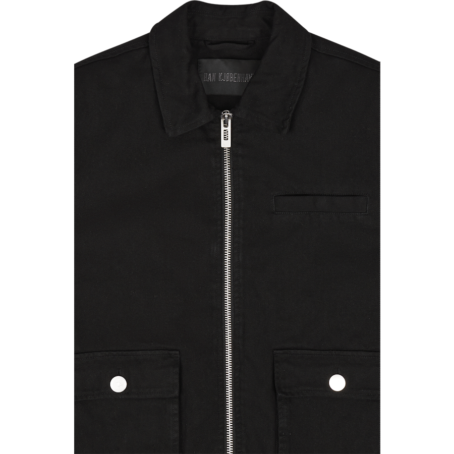 Veste cargo carrée en coton noir