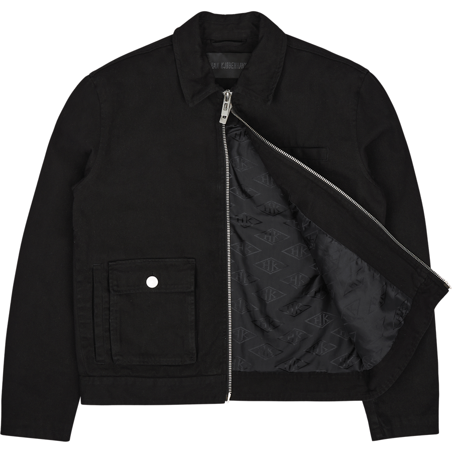 Veste cargo carrée en coton noir