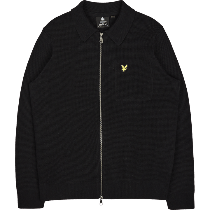 Lyle & Scott Milano stickad genomskinlig skjorta med dragkedja Z865 Jet