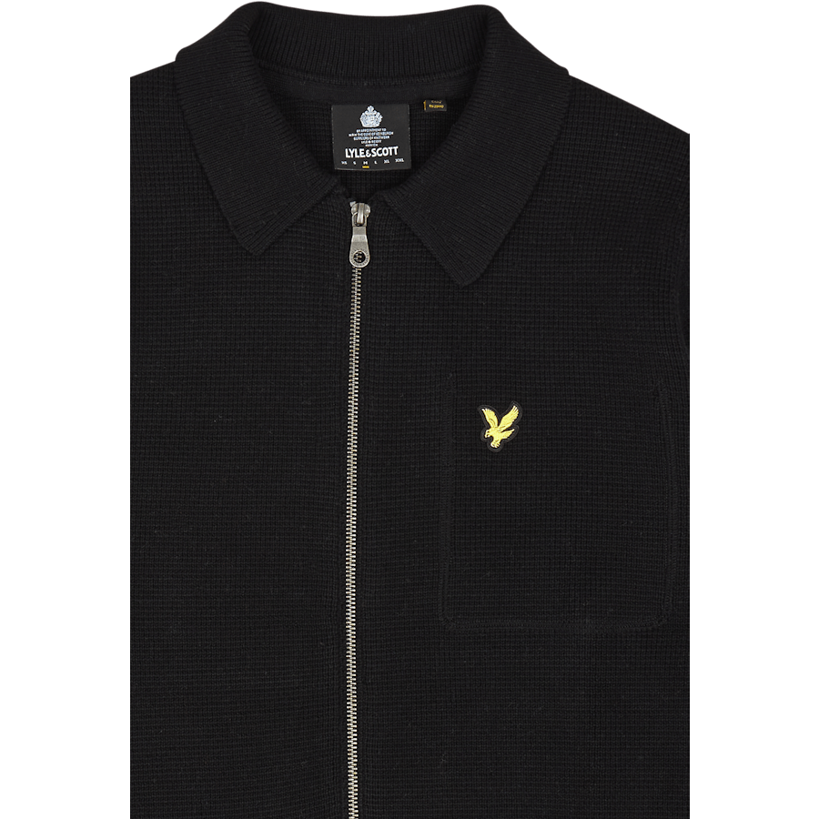 Lyle & Scott Milano stickad genomskinlig skjorta med dragkedja Z865 Jet
