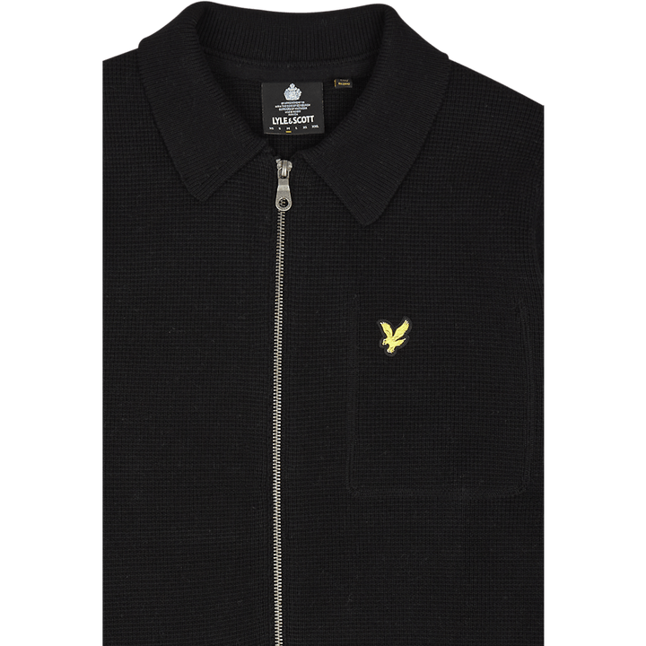Lyle & Scott Milano stickad genomskinlig skjorta med dragkedja Z865 Jet