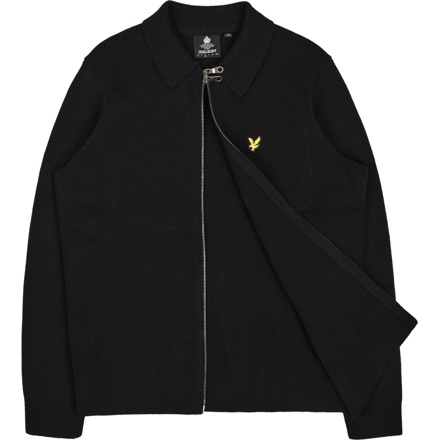 Lyle & Scott Milano stickad genomskinlig skjorta med dragkedja Z865 Jet