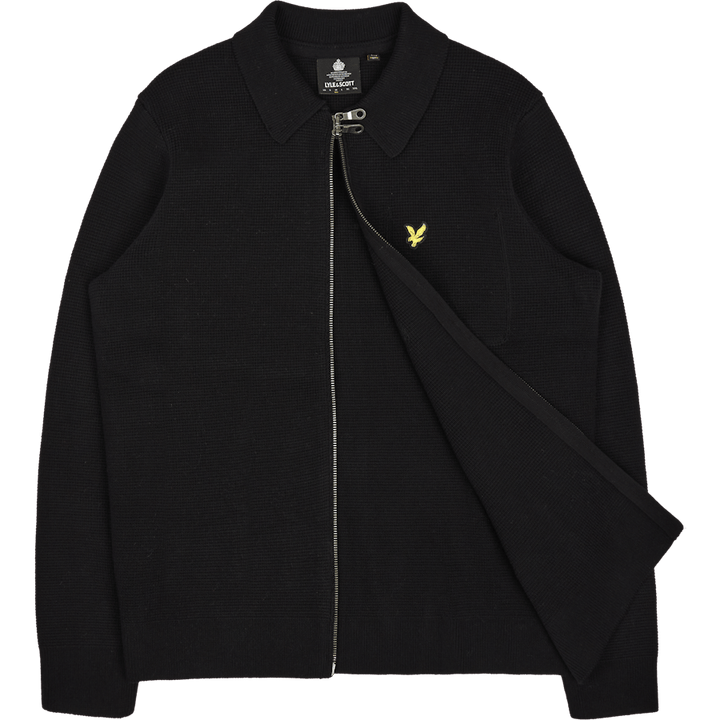 Lyle & Scott Milano stickad genomskinlig skjorta med dragkedja Z865 Jet