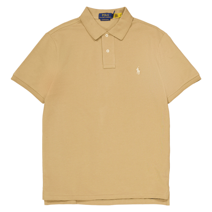 Custom Slim Fit Mesh Polo Shirt Cafe Tan