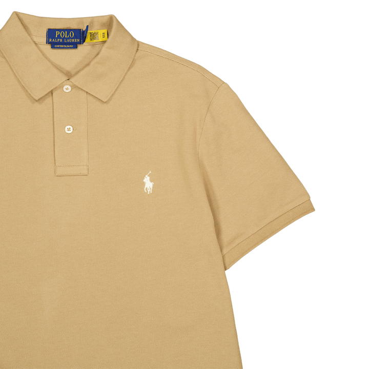 Custom Slim Fit Mesh Polo Shirt Cafe Tan