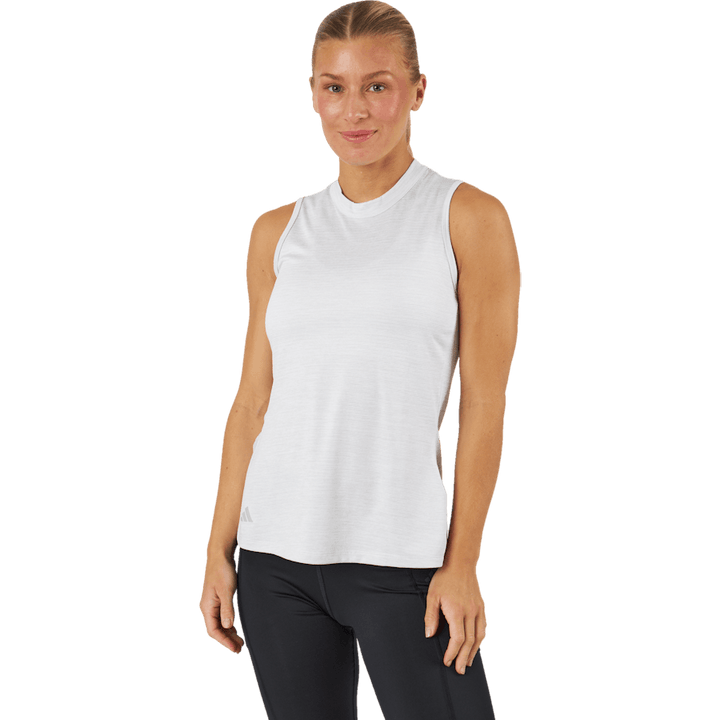 Polo de golf chiné sans manches à col montant Essentials, blanc