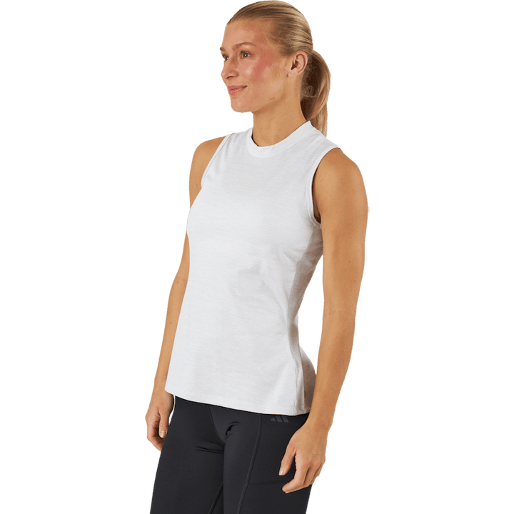 Polo de golf chiné sans manches à col montant Essentials, blanc