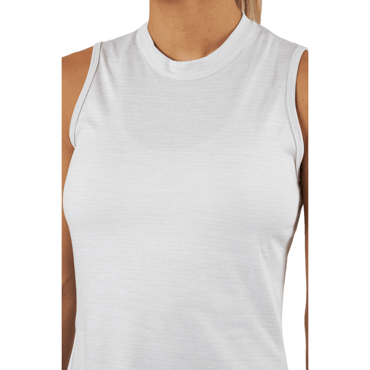 Polo de golf chiné sans manches à col montant Essentials, blanc