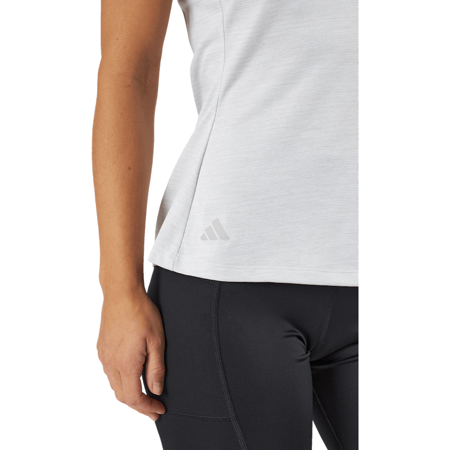 Polo de golf chiné sans manches à col montant Essentials, blanc