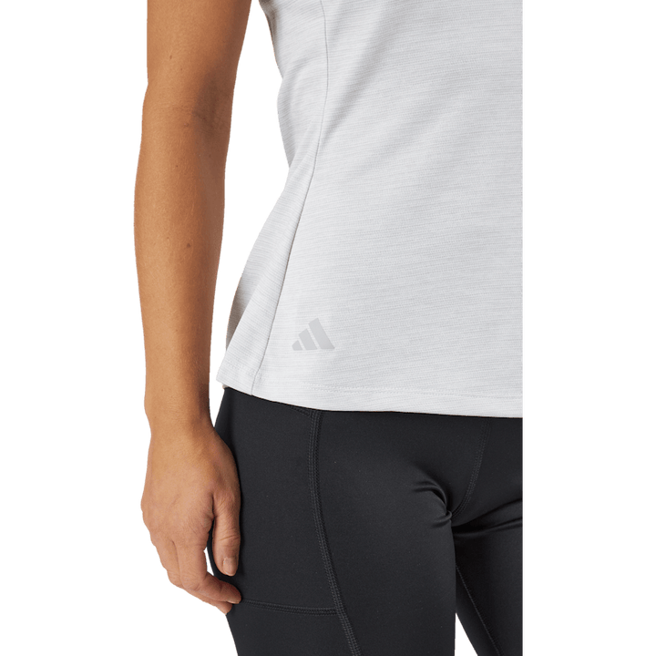 Polo de golf chiné sans manches à col montant Essentials, blanc