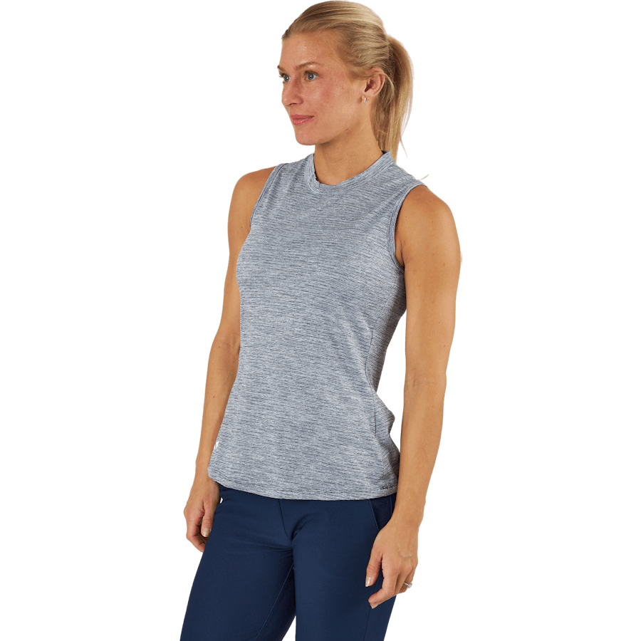 Essentials Heathered Mock-Neck ärmelloses Golf-Polo-Shirt Collegiate Navy