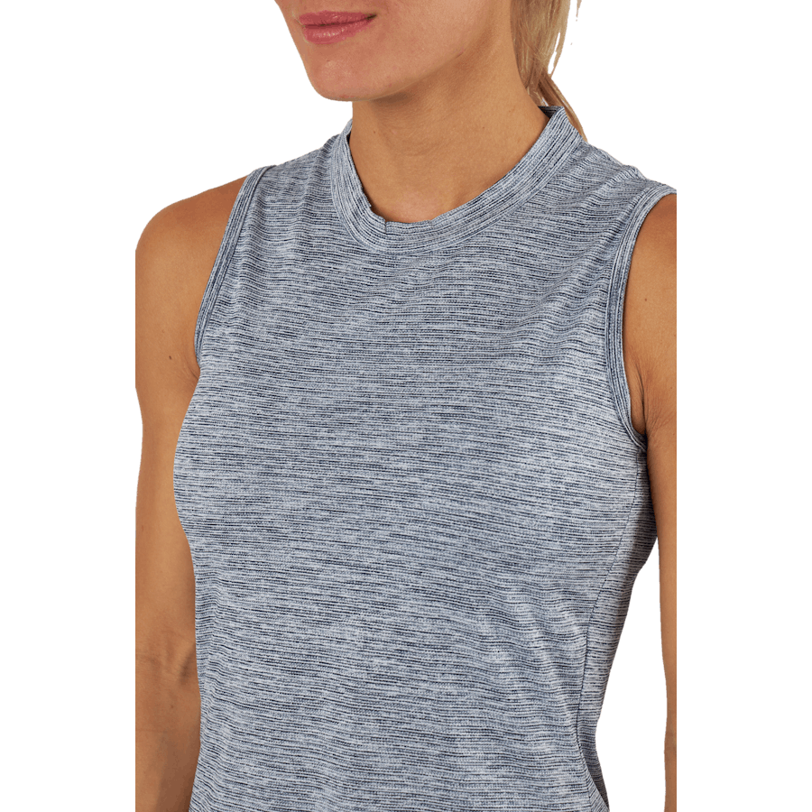 Essentials Heathered Mock-Neck ärmelloses Golf-Polo-Shirt Collegiate Navy