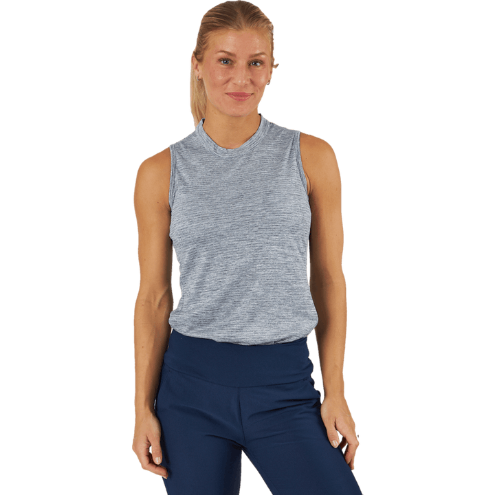 Essentials Heathered Mock-Neck ärmelloses Golf-Polo-Shirt Collegiate Navy