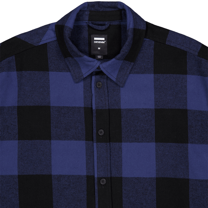 Koszula Dr. Denim Frank An7 w kratę indygo