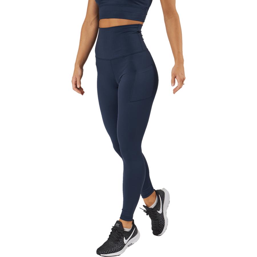 Collants taille haute - Poche latérale bleu foncé