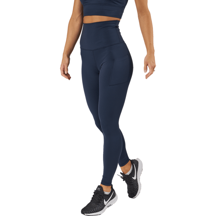 Collants taille haute - Poche latérale bleu foncé