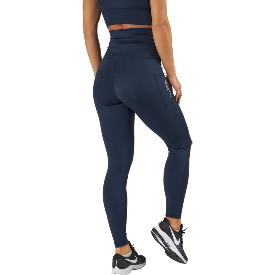 Collants taille haute - Poche latérale bleu foncé