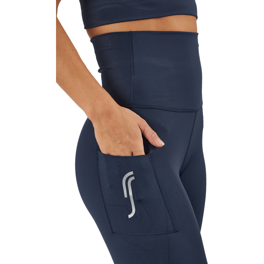 Collants taille haute - Poche latérale bleu foncé