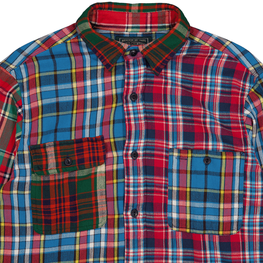 Custom Fit Patchwork-arbeidsskjorte i flanell 6194 Patchwork