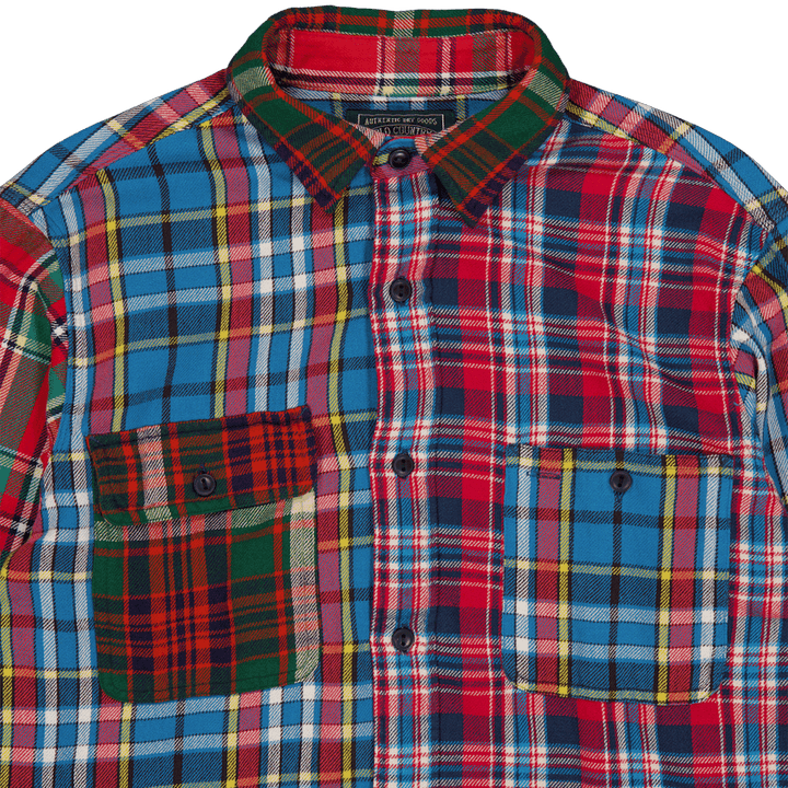 Custom Fit Patchwork-arbeidsskjorte i flanell 6194 Patchwork