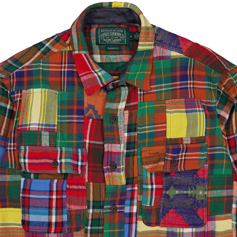 Classic Fit Patchwork-arbeidsskjorte i flanell 6198 Adirondack Patchwork