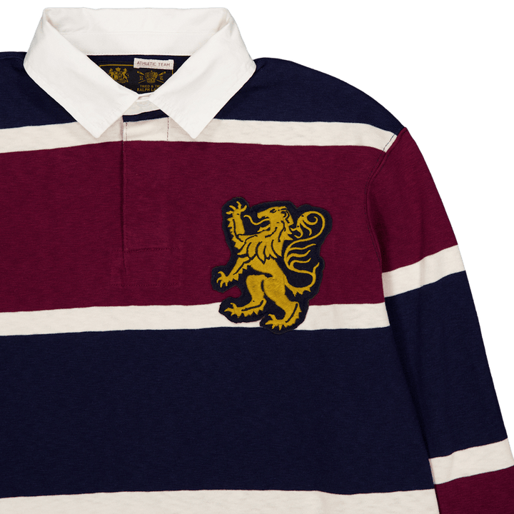 Rugbyskjorte Classic Fit Striped Jersey Rugby Shirt Classic Wine Multi