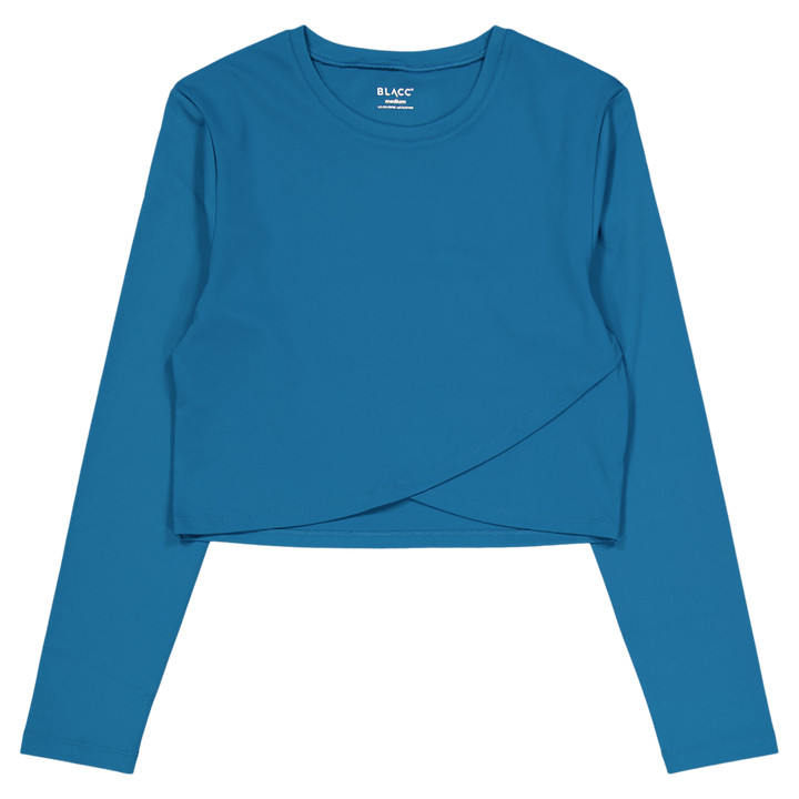 Top Ella a maniche lunghe sovrapposte Blu Corallo